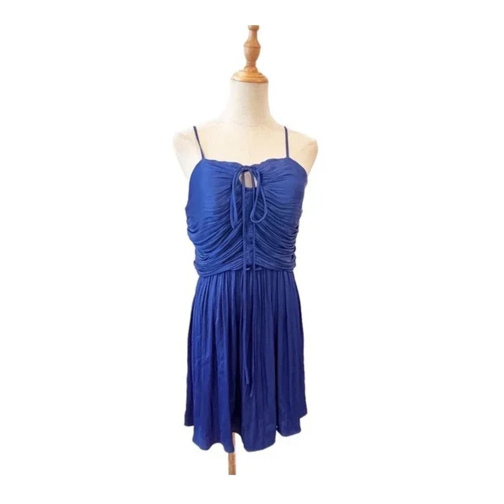 House of Harlow 1960 Royal Blue Pleated Shirred Mini Dress Small